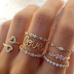 Boho Chic 7pc Gold Stackable Ring Set